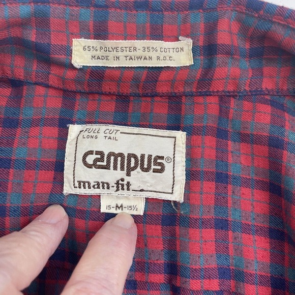 Vintage Campus Button Up Shirt size M medium 1990 Poly Cotton - Picture 4 of 7